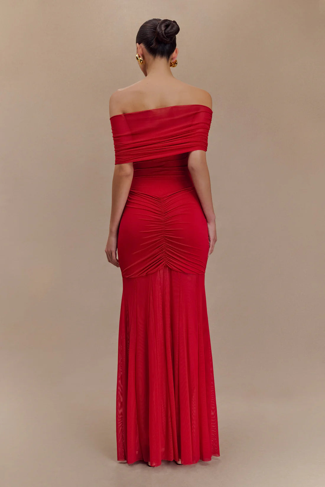 Abito Maxi Luciana Caspian – Off Shoulder in Mesh e Slinky