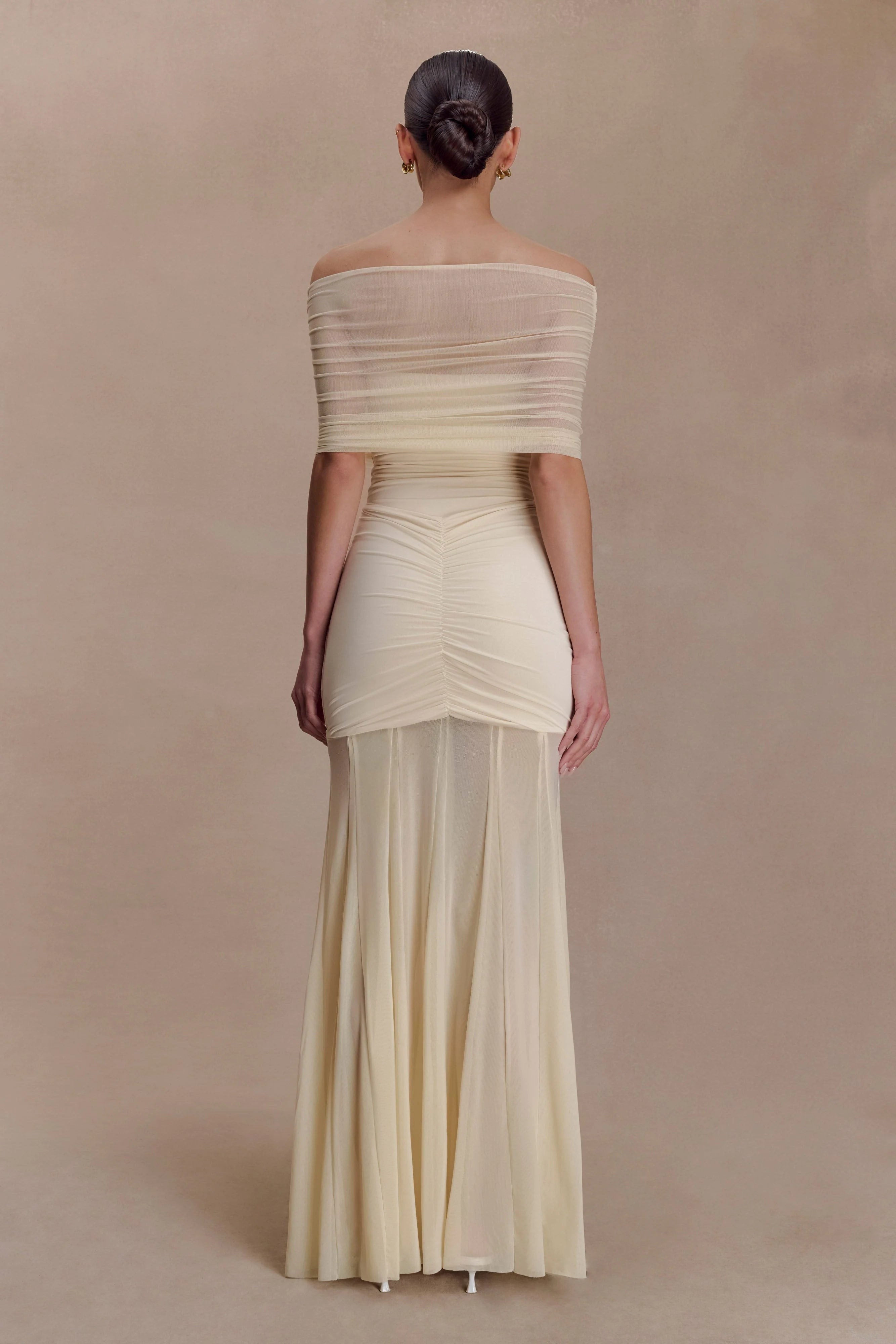 Abito Maxi Luciana Caspian – Off Shoulder in Mesh e Slinky