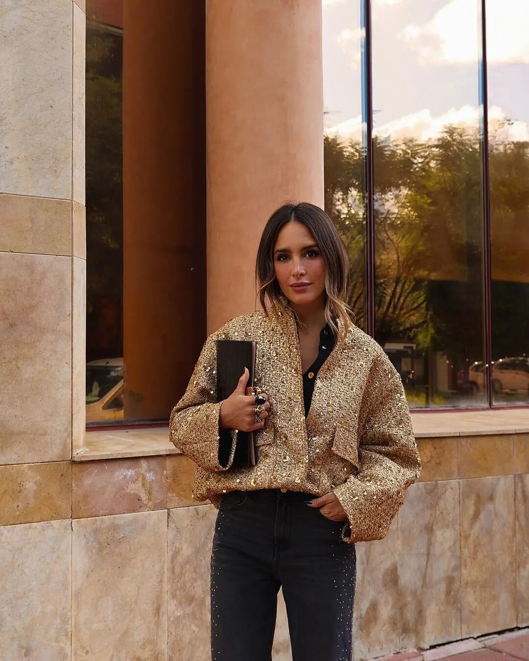 Jane | Giacca in Paillettes Oro