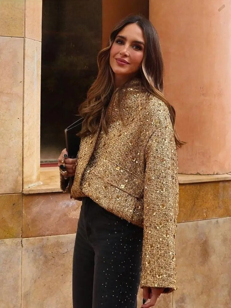 Jane | Giacca in Paillettes Oro