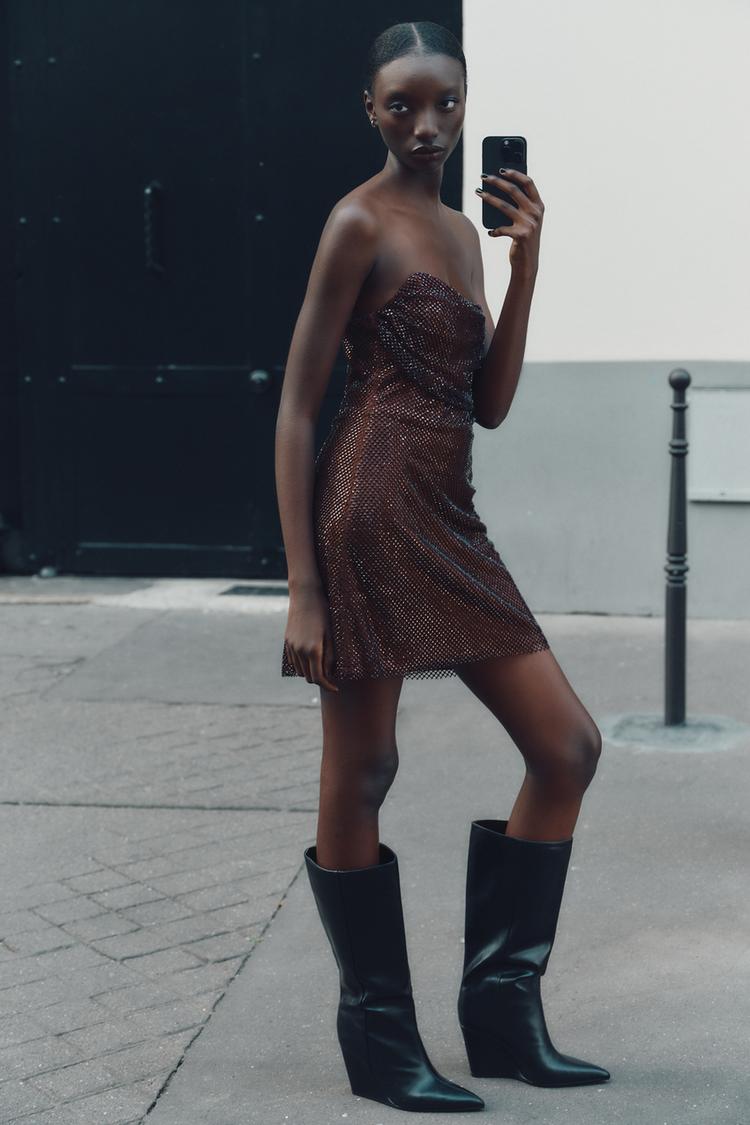 Abito Mini Serena – Rete di Cristalli Mogano