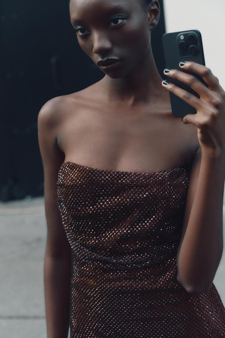 Abito Mini Serena – Rete di Cristalli Mogano