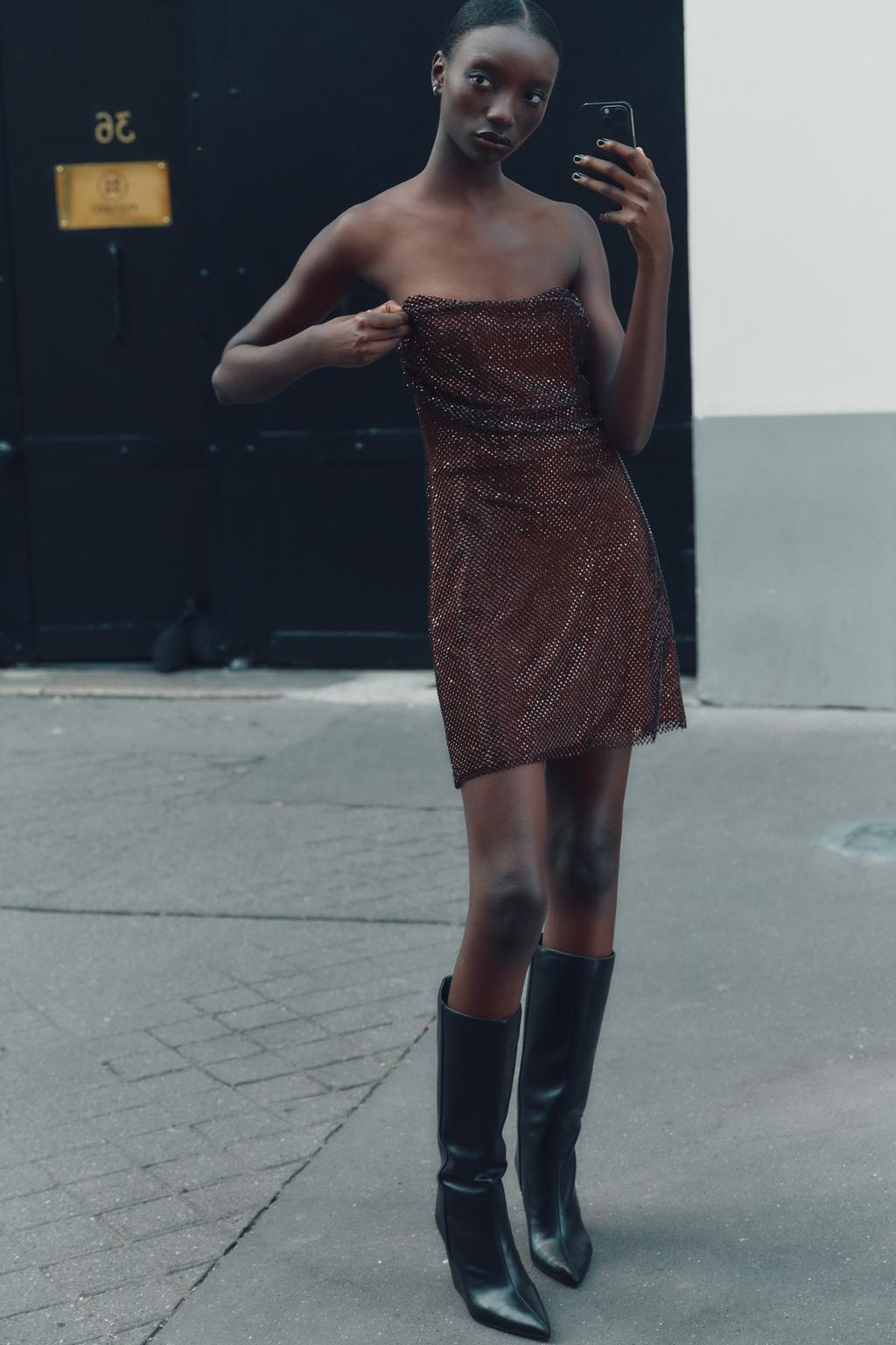 Abito Mini Serena – Rete di Cristalli Mogano