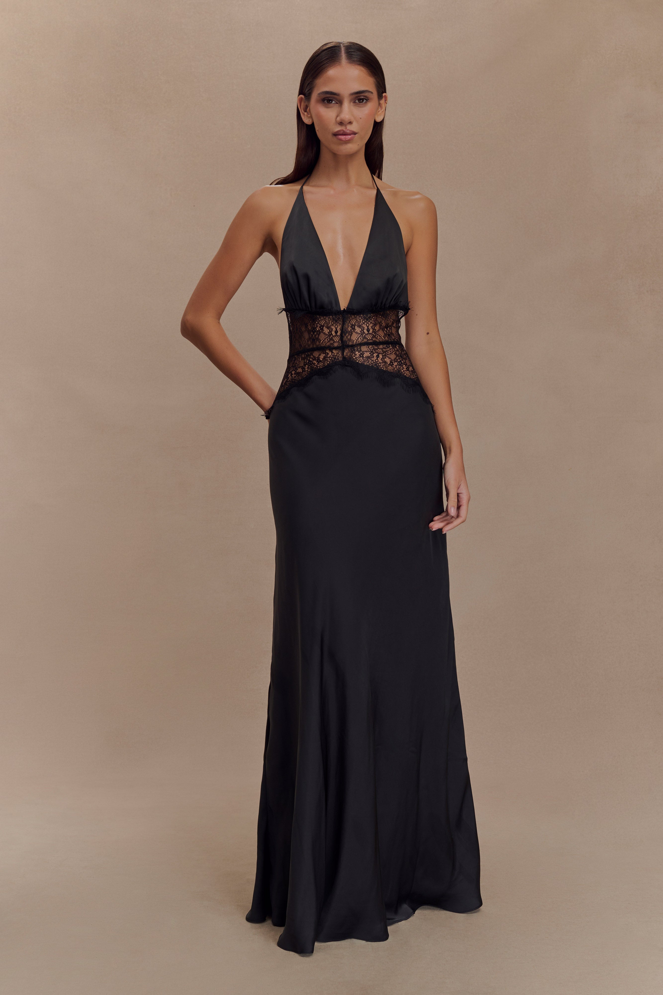 Abito Maxi Dinah Rosalie – Pizzo & Raso Nero