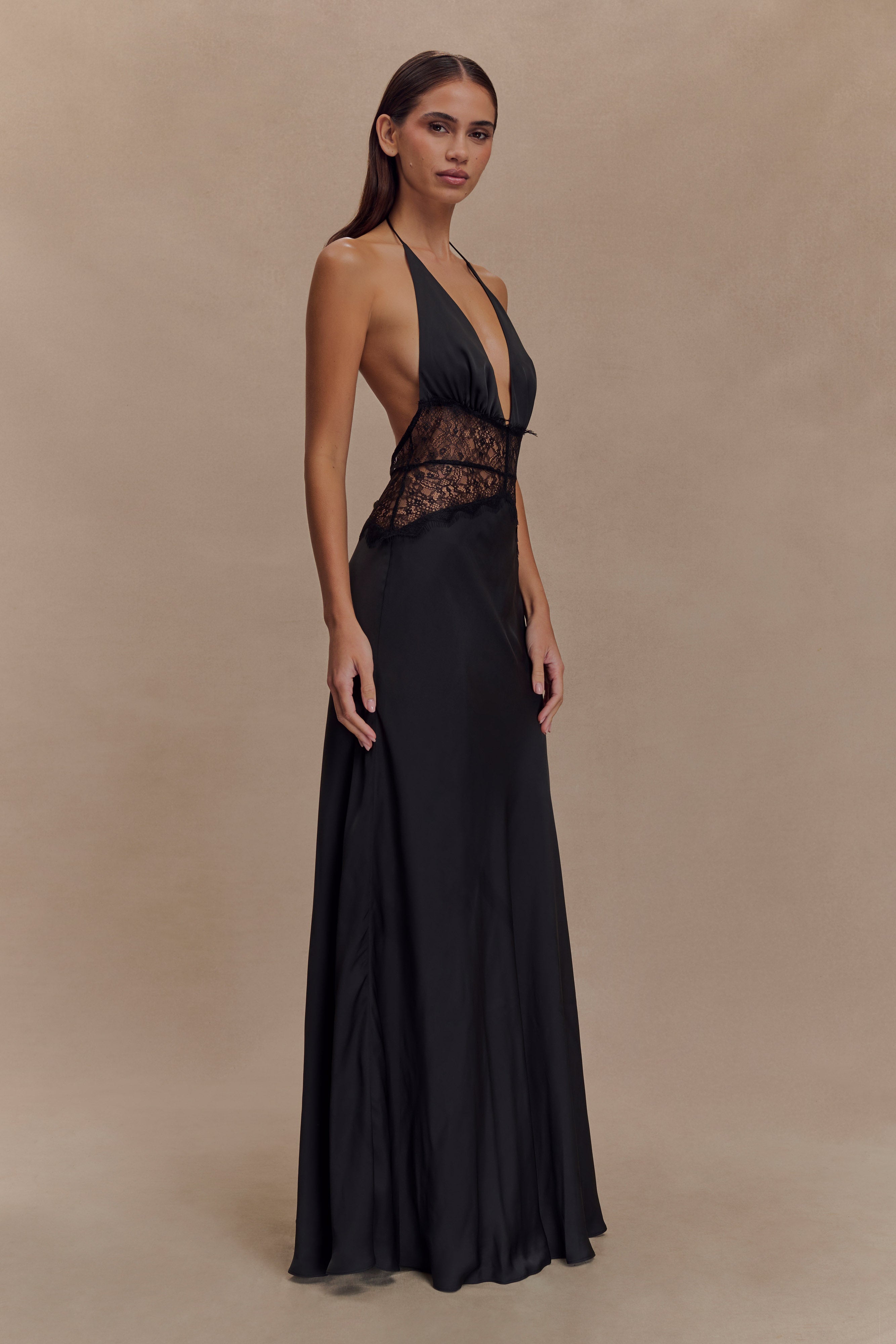 Abito Maxi Dinah Rosalie – Pizzo & Raso Nero