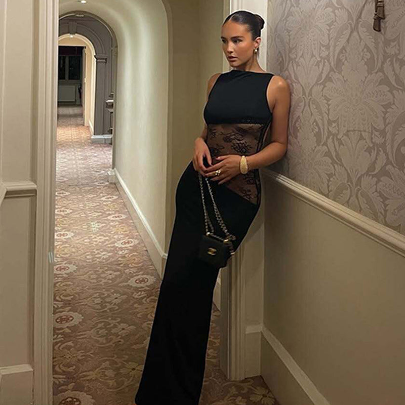 Chiara | Abito Lungo in Pizzo Trasparente