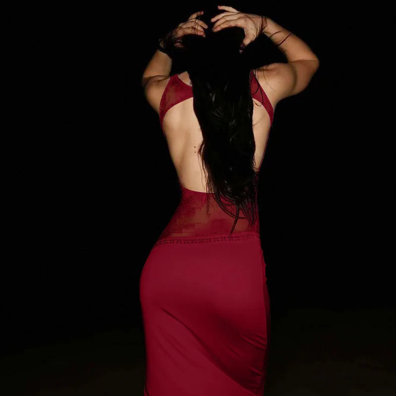 Chiara | Abito Lungo in Pizzo Trasparente