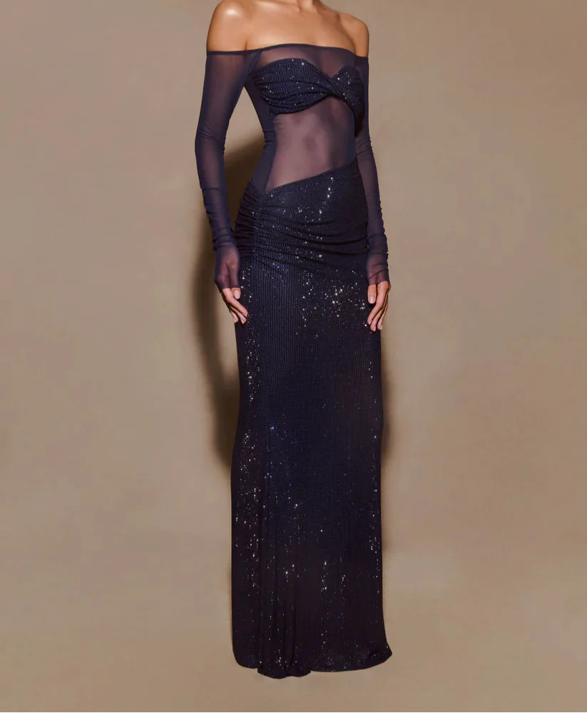 Abito Maxi Shiloh Diamante Off Shoulder